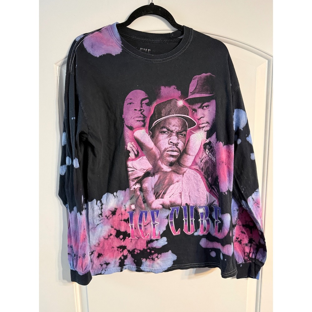 Ice Cube Graphic Long Sleeve Shirt Small Black Pink Tie Dye Rap Tee West Coast